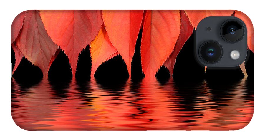 Flames iPhone 14 Case featuring the photograph Red autumn leaves in water by Simon Bratt