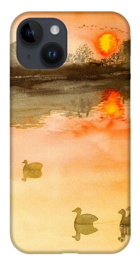 Sunset iPhone 14 Case featuring the painting Sunset Park by Deb Stroh-Larson