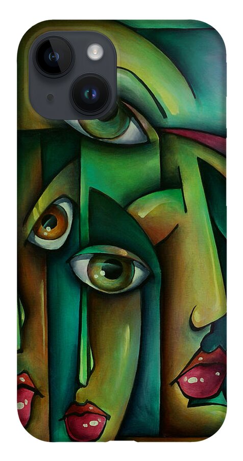 Urban Expressions iPhone 14 Case featuring the painting 'Suspicion' by Michael Lang