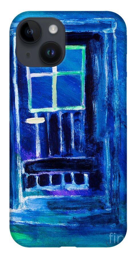 Blue iPhone Case featuring the painting The Blue Door by Simon Bratt