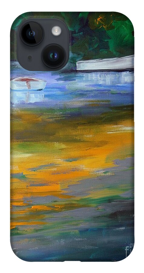 Boats iPhone Case featuring the painting Three in a row by Julie Lueders 