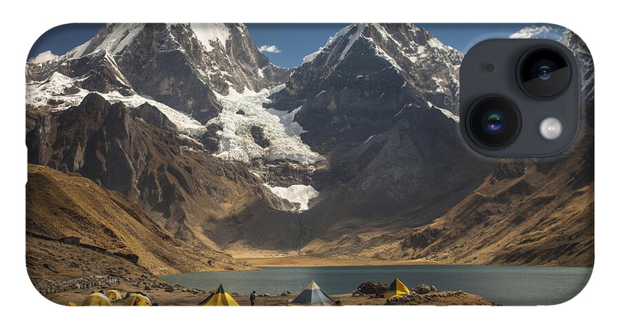 00498203 iPhone 14 Case featuring the photograph Trekkers Camp Near Carhuacocha Lake by Colin Monteath