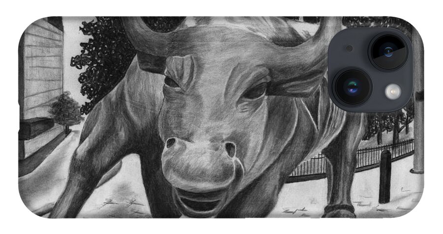 Wall Street Bull iPhone Case featuring the drawing Wall Street Bull by Vic Ritchey