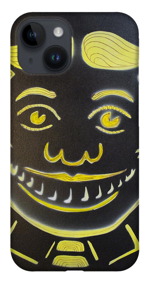 Tillie Of Asbury Park iPhone 14 Case featuring the painting Yellow on Black Tillie by Patricia Arroyo