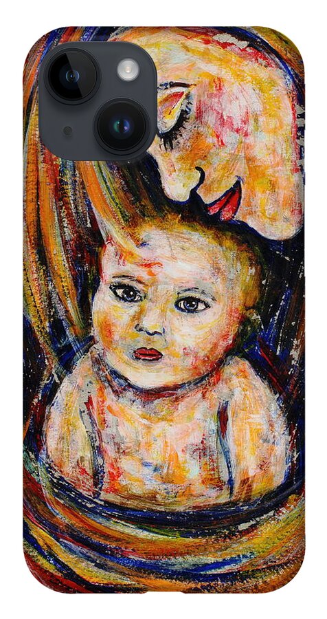 Expressionism iPhone 14 Case featuring the painting Mother's Love by Natalie Holland