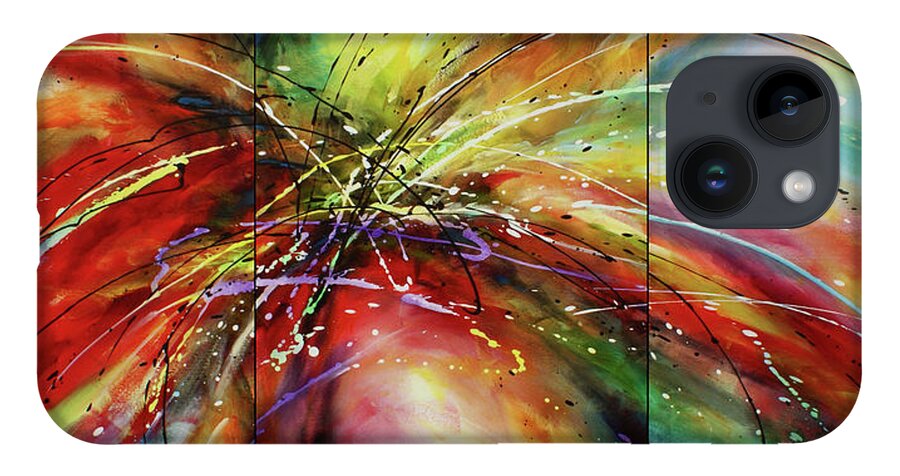 Abstract iPhone 14 Case featuring the painting ' Shattered Forms ' by Michael Lang