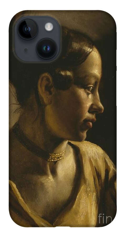 Ford Madox Brown 1821�1893 Title Head Of A Girl iPhone Case featuring the painting Title Head of a Girl by MotionAge Designs