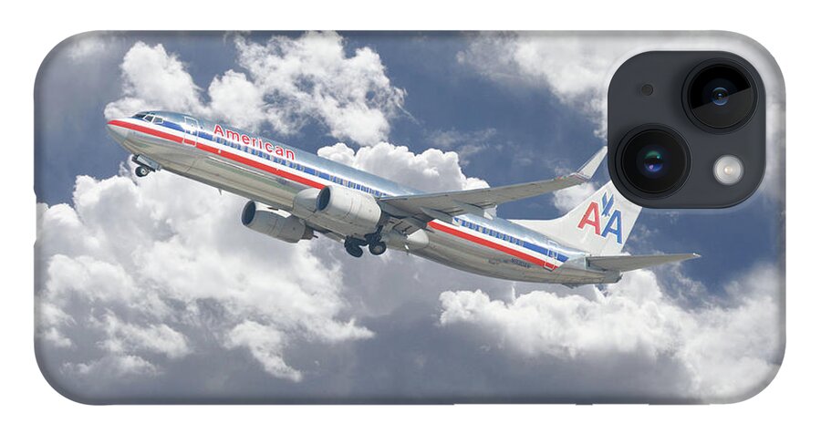 American Airlines iPhone 14 Case featuring the digital art American Airlines Boeing 737 by Airpower Art