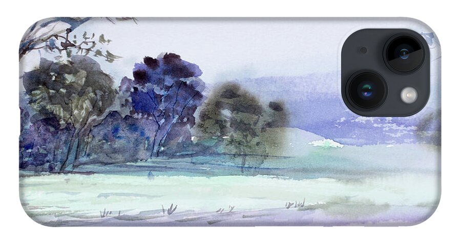 Australia iPhone 14 Case featuring the painting Bruny Island at dusk by Dorothy Darden
