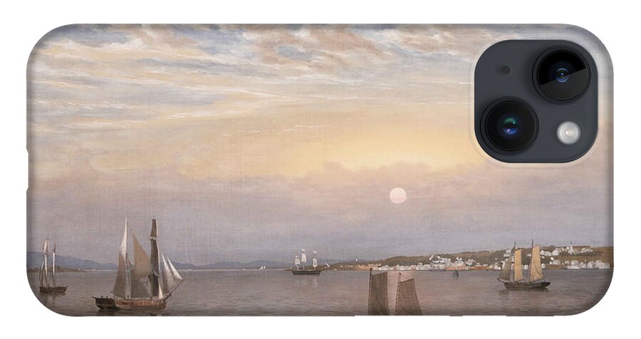 Fitz Henry Lane iPhone 14 Case featuring the painting Castine Harbor and Town by MotionAge Designs