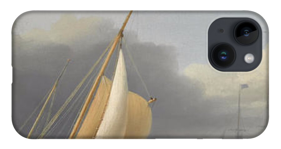 Dominic Serres (british 1722-1793) Coastal Shipping In Rough Seas iPhone 14 Case featuring the painting Coastal shipping in rough seas by MotionAge Designs