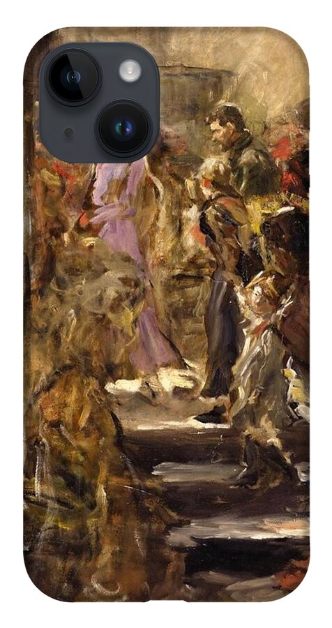 Fritz Von Uhde iPhone 14 Case featuring the painting Design Sketch for the Altarpiece in Zwickau #1 by MotionAge Designs