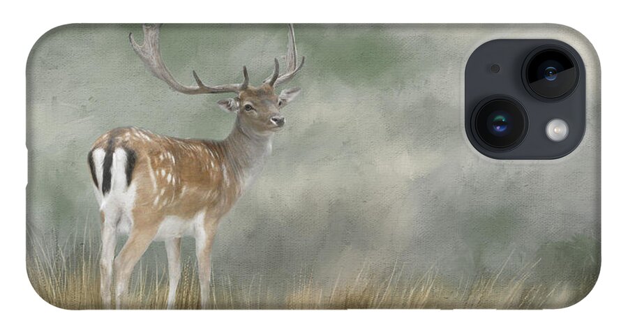 Fallow Deer iPhone 14 Case featuring the digital art Fallow Deer Portrait II by Jayne Carney