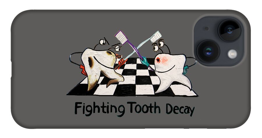 Fighting Tooth Decay iPhone 14 Case featuring the painting Fighting Tooth Decay by Anthony Falbo