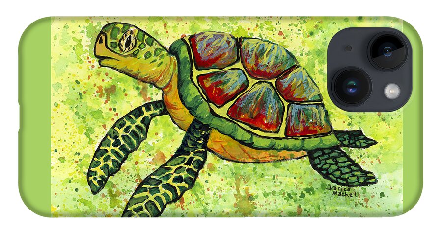 Animal iPhone 14 Case featuring the painting Hawaiian Sea Turtle 3 by Darice Machel McGuire