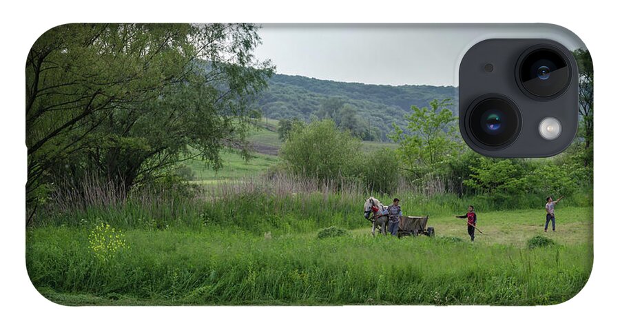 Malancrav iPhone 14 Case featuring the photograph Horsedrawn Haycart, Transylvania 2 by Perry Rodriguez