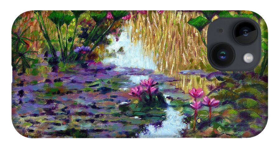 Garden Pond iPhone 14 Case featuring the painting Impressions of Summer Colors #1 by John Lautermilch