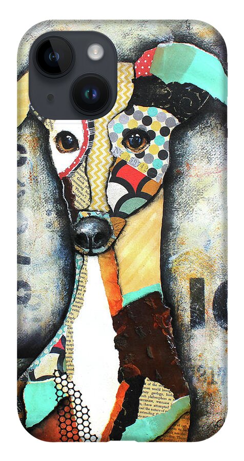 Italian Greyhound iPhone 14 Case featuring the mixed media Italian Greyhound #2 by Patricia Lintner