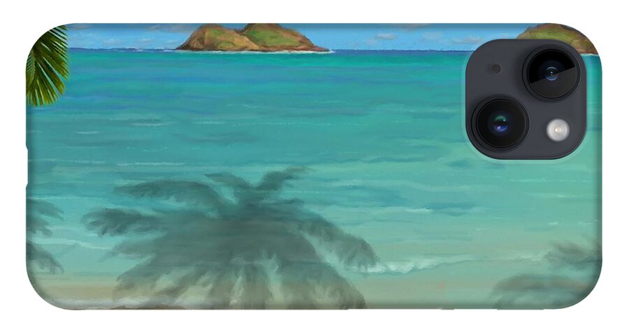 Lanikai Beach iPhone 14 Case featuring the painting Lanikai Beach by Stephen Jorgensen