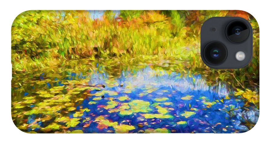 Autumn iPhone Case featuring the painting Lily Pond by Lilia D