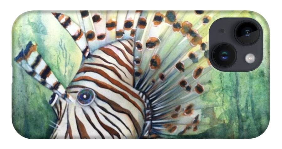 Lionfish iPhone 14 Case featuring the painting Lionfish by Midge Pippel