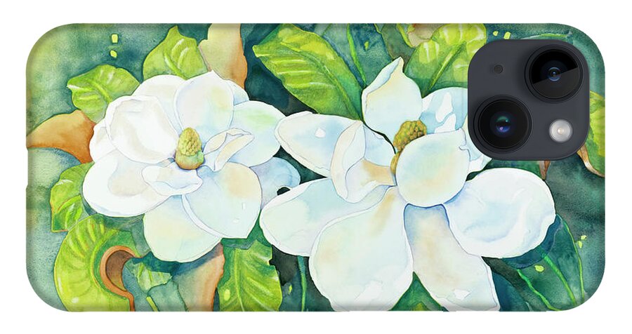 Magnolias iPhone 14 Case featuring the painting Magnolias by Cathy Locke