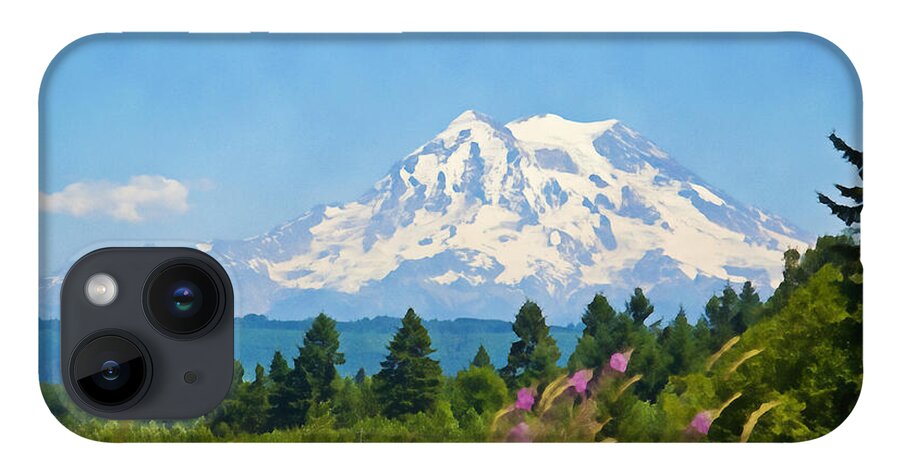 Mount Rainier National Park iPhone 14 Case featuring the photograph Mount Rainier Watercolor by Tatiana Travelways