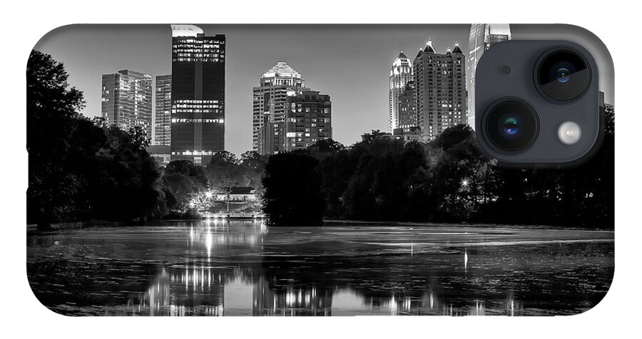 Night iPhone 14 Case featuring the photograph Night Atlanta.Piedmont Park lake. #1 by Anna Rumiantseva