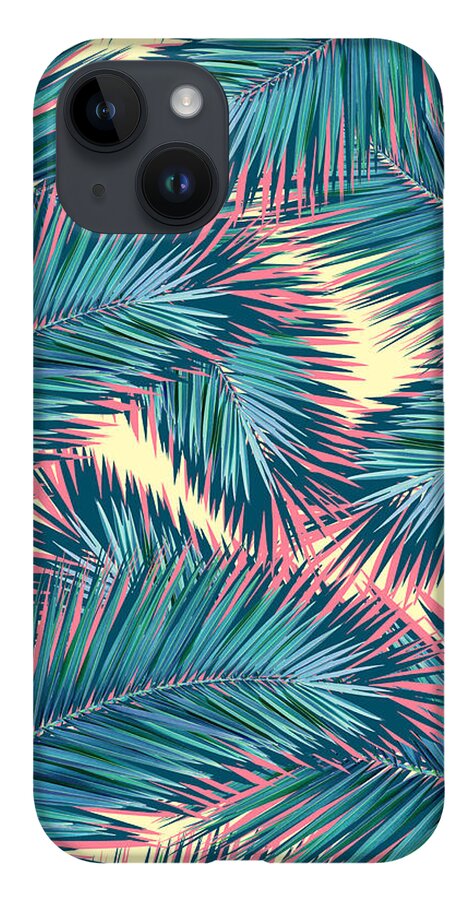 Tropical Leaves. Nature Design iPhone 14 Case featuring the digital art Exotic Summer tropical plant by Mark Ashkenazi