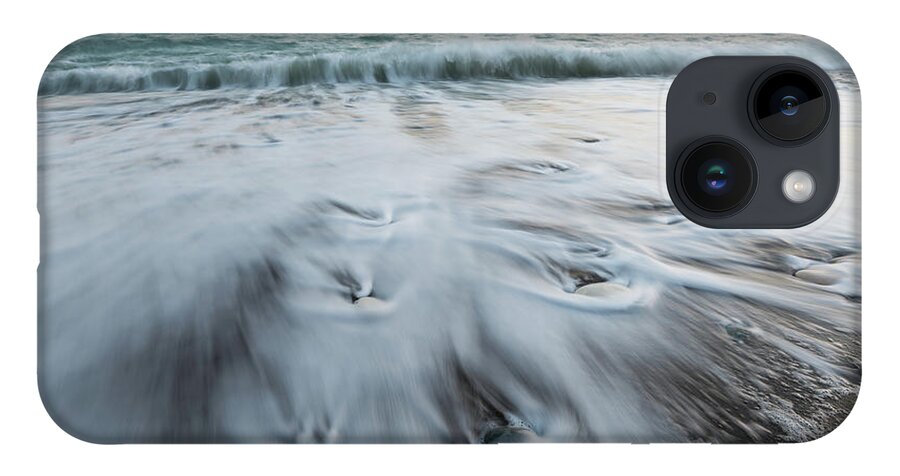 Coastline iPhone Case featuring the photograph Pebbles in the beach and flowing sea water by Michalakis Ppalis