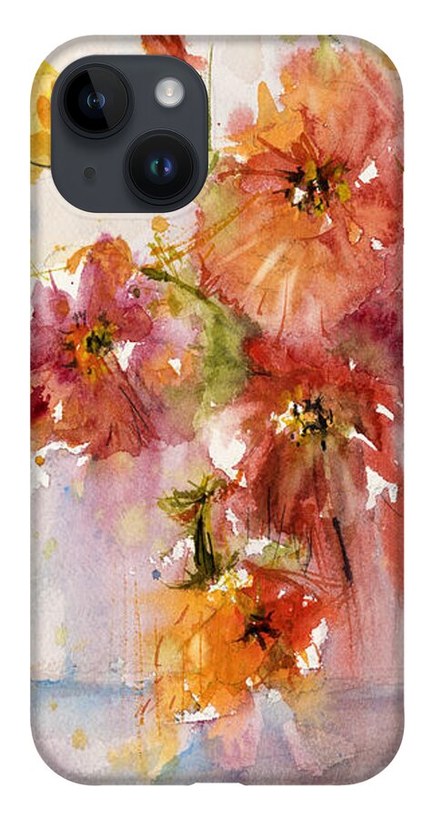Flower iPhone 14 Case featuring the painting Poppies by Judith Levins