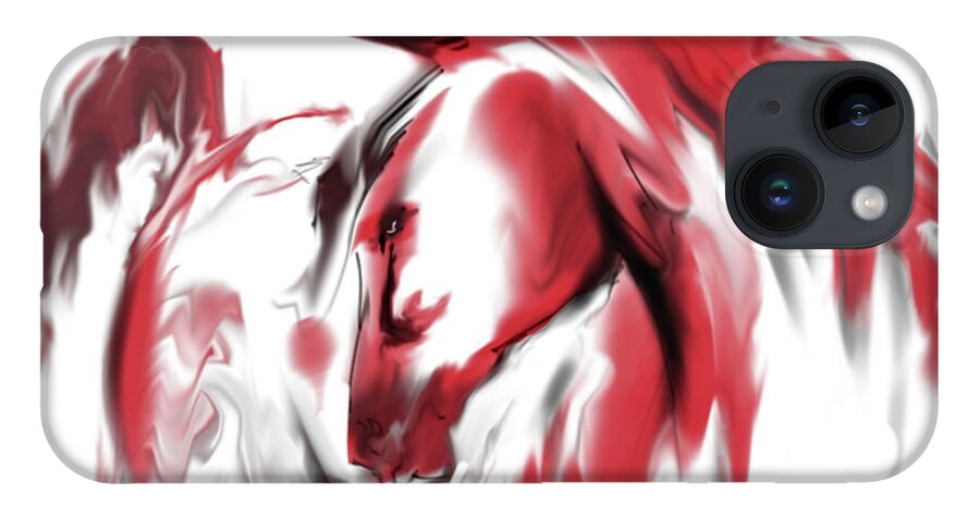  iPhone 14 Case featuring the mixed media Red Horse by Jim Fronapfel