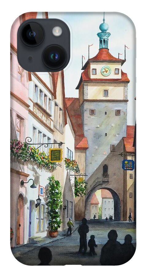 Tower iPhone 14 Case featuring the painting Rothenburg Tower by Joseph Burger