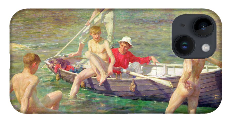 Henry Scott Tuke iPhone 14 Case featuring the painting Ruby Gold and Malachite by Henry Scott Tuke