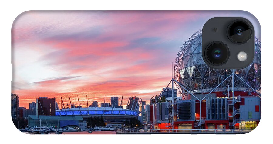 Canada iPhone Case featuring the photograph Science World and BC Place Stadium at Sunset. Vancouver, BC by Rick Deacon