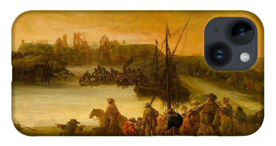 Benjamin Gerritsz Cuyp (dordrecht 1612 - Dordrecht 1652) iPhone 14 Case featuring the painting Soldiers Repairing Fortifications by MotionAge Designs