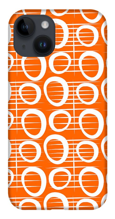 Orange iPhone 14 Case featuring the mixed media Tangerine Loop #1 by Linda Woods