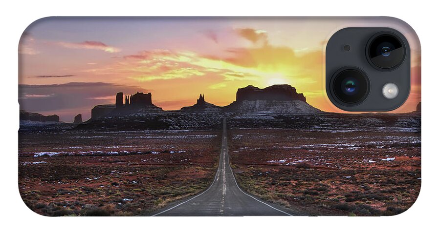 Utah iPhone 14 Case featuring the photograph The Long Road to Monument Valley #2 by Larry Marshall