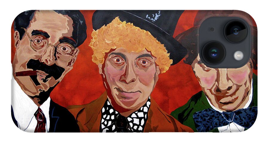 Marx Brothers iPhone 14 Case featuring the painting Three's Comedy by Bill Manson