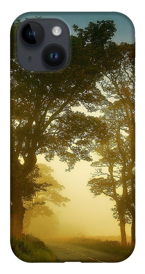 Scotland iPhone Case featuring the photograph Twilight Guardians. Misty Roads of Scotland by Jenny Rainbow
