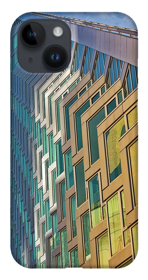 625 West 57th Street iPhone 14 Case featuring the photograph Upward View to West 57 ST NYC BW by Susan Candelario