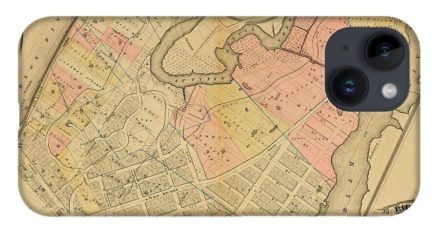 Inwood iPhone 14 Case featuring the photograph 1879 Inwood Map by Cole Thompson