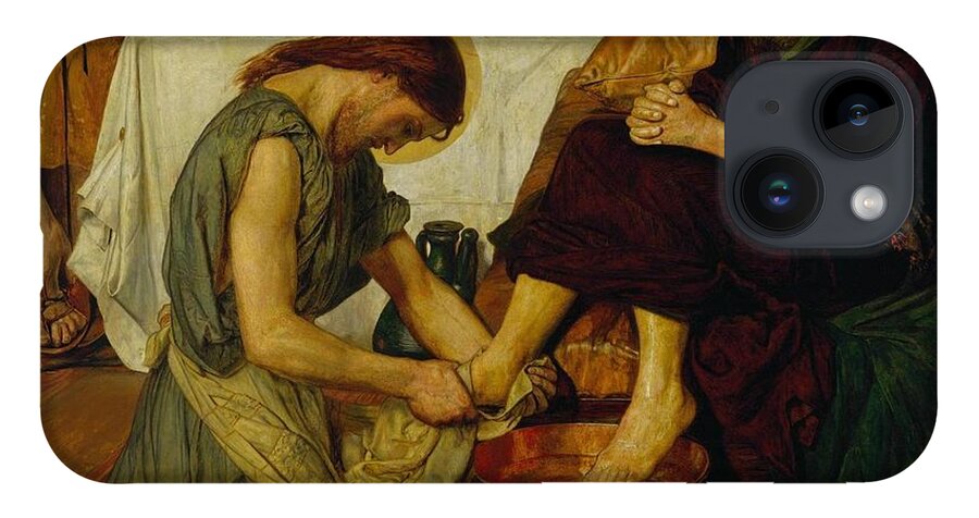 Ford Madox Brown Jesus Washing Peter�s Feet 1852�6 iPhone Case featuring the painting Washing by MotionAge Designs
