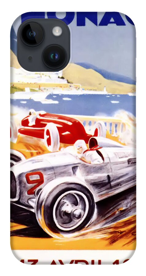 F1 iPhone 14 Case featuring the digital art 1936 F1 Monaco Grand Prix by Georgia Fowler