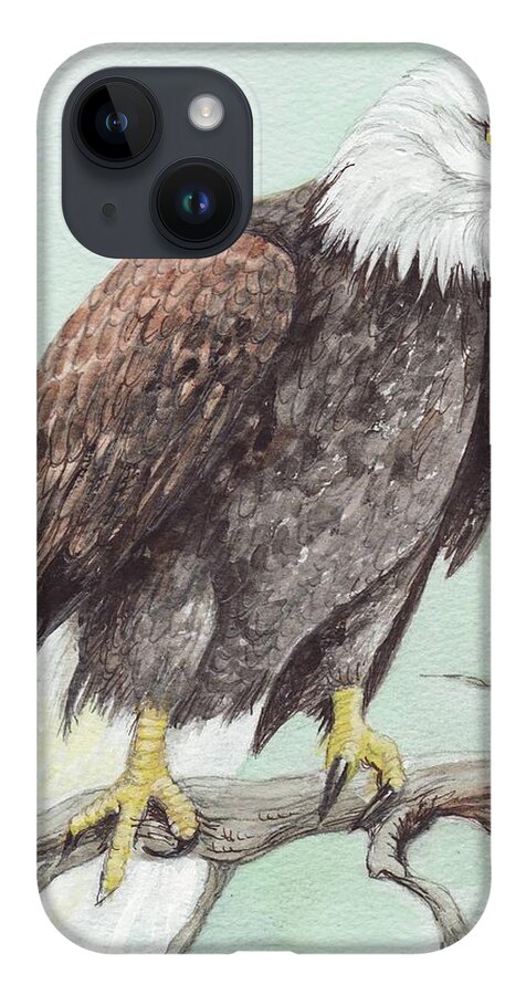 America iPhone 14 Case featuring the painting Bald Eagle by Morgan Fitzsimons