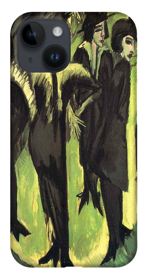 Five Women At The Street - Ernst Ludwig Kirchner iPhone Case featuring the painting Five Women at the Street by Ernst Ludwig