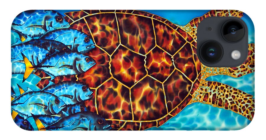 Sea Turtle iPhone 14 Case featuring the painting Sea Turtle #1 by Daniel Jean-Baptiste