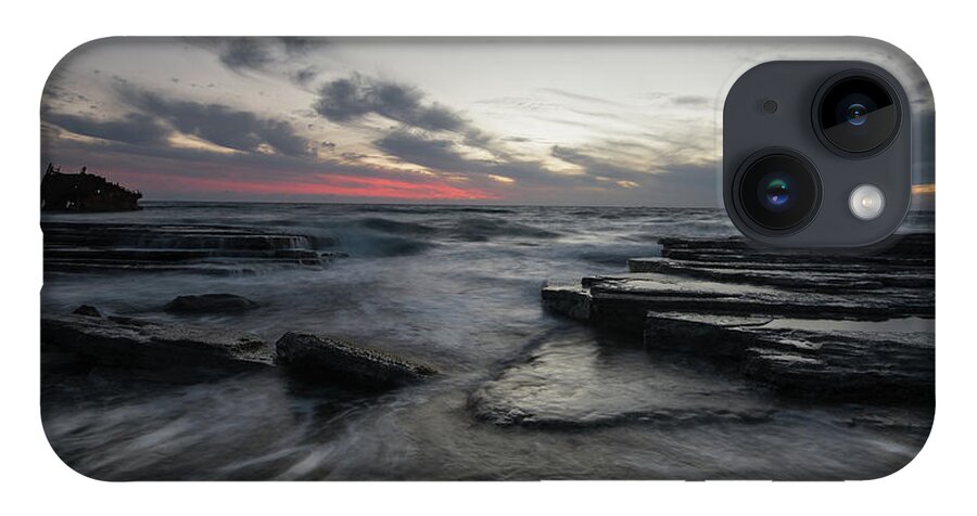 Seascape iPhone 14 Case featuring the photograph Shipwreck of an abandoned ship on a rocky shore by Michalakis Ppalis
