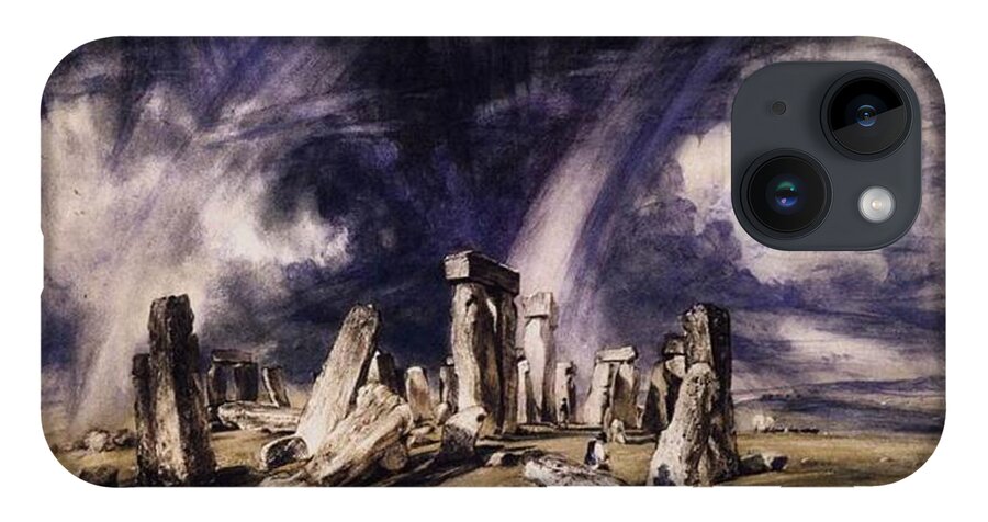 John Constable iPhone 14 Case featuring the painting Stonehenge #5 by John Constable