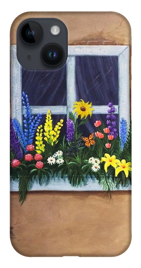 Flowers iPhone Case featuring the painting A Lizard's Hideaway by Marlene Little